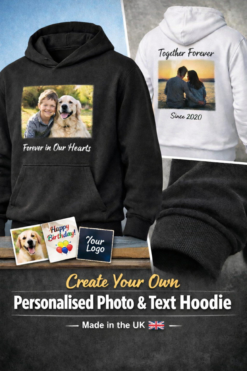 Personalised Photo & Text Hoodies in the UK: Upload Your Image & Create Your Own