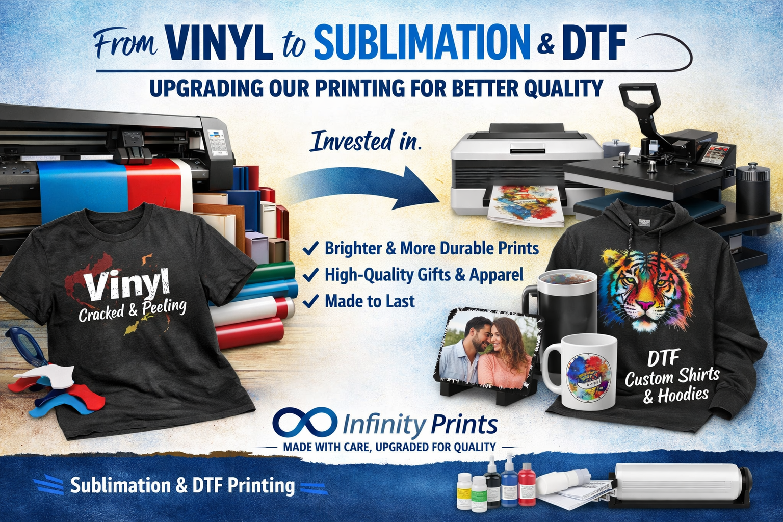 From Vinyl to Sublimation & DTF — Why We Upgraded Our Printing