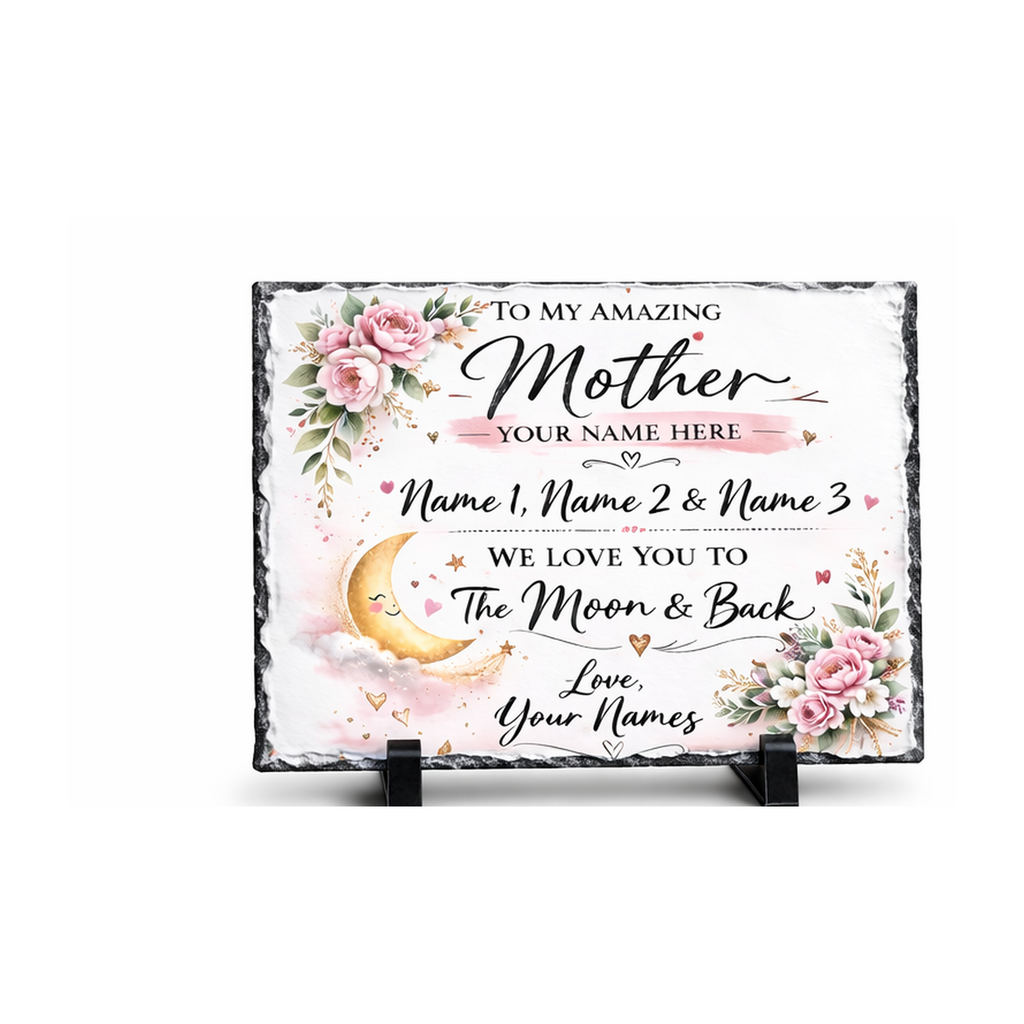 Personalised Mother rectangle slate gift with Mum name and children names
