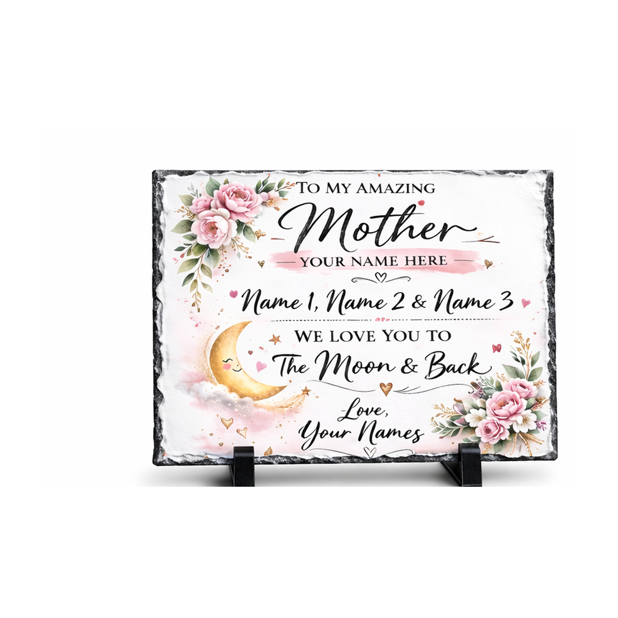 Personalised Mother rectangle slate gift with Mum name and children names
