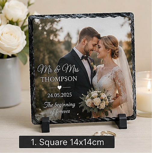 Personalised Wedding Photo Slate | Custom Couple Keepsake Gift