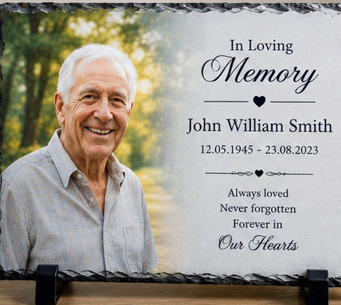 Personalised Memorial Photo Slate Plaque | In Loving Memory Gift