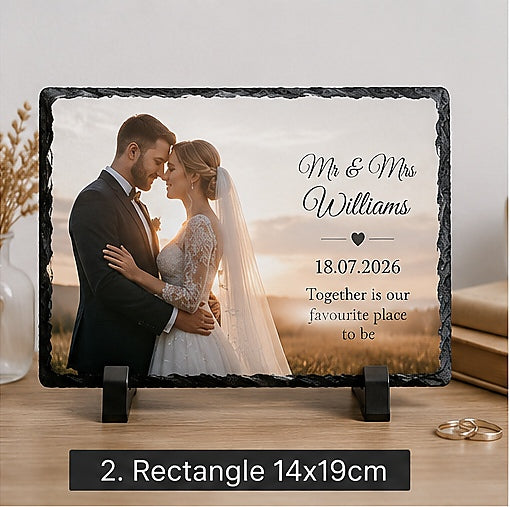 Personalised Wedding Photo Slate | Custom Couple Keepsake Gift