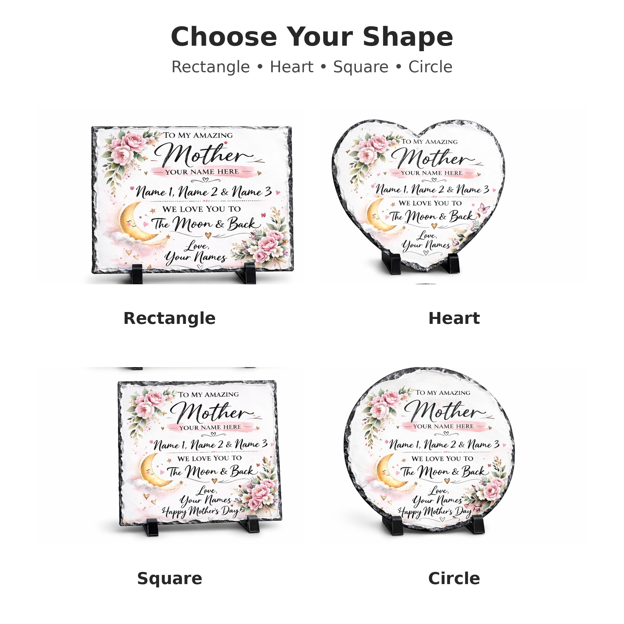 Personalised Mother Slate | We Love You To The Moon & Back