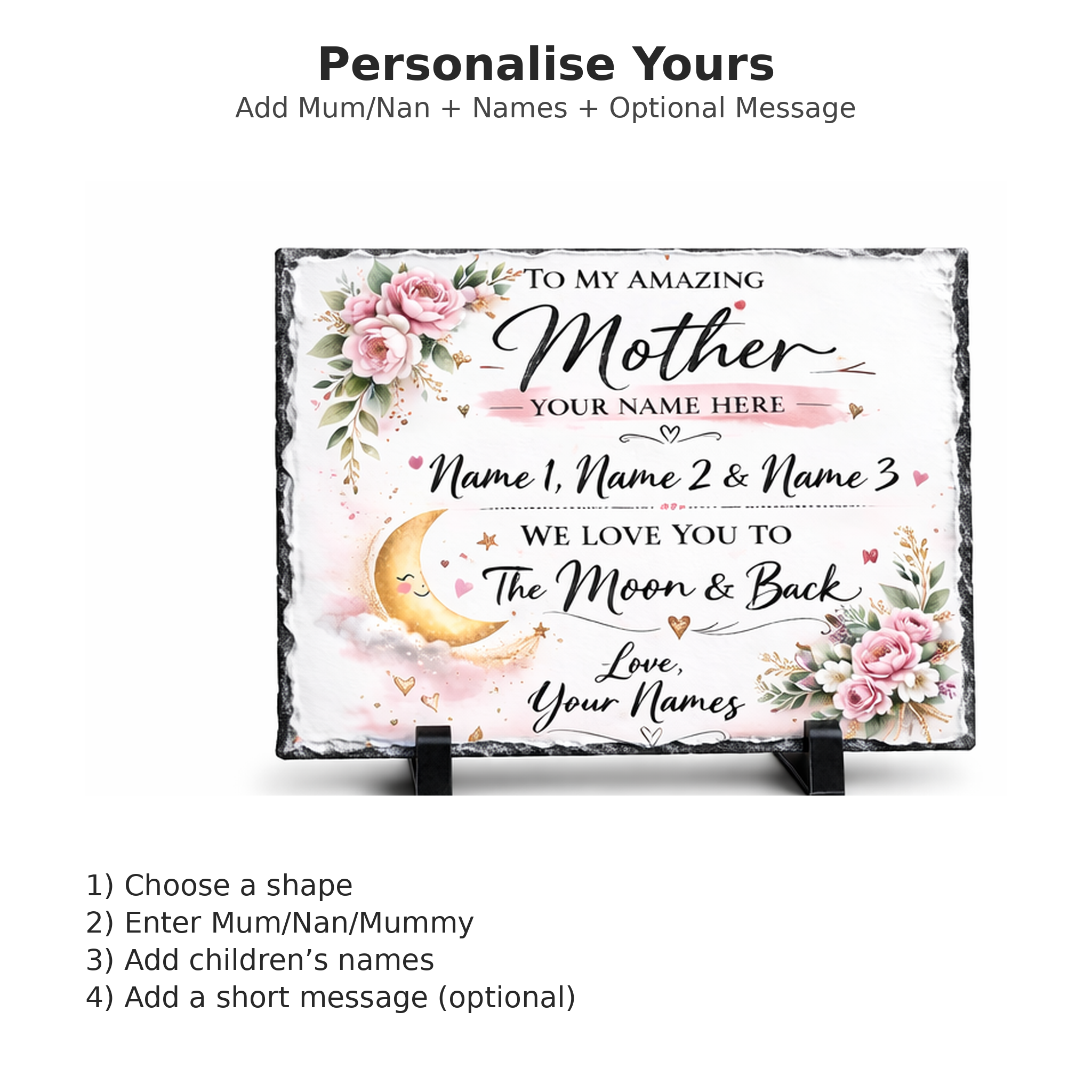 Personalised Mother Slate | We Love You To The Moon & Back