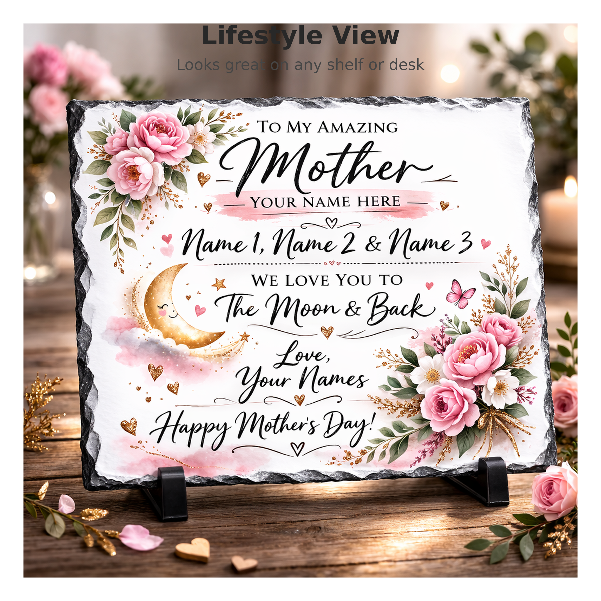 Personalised Mother Slate | We Love You To The Moon & Back