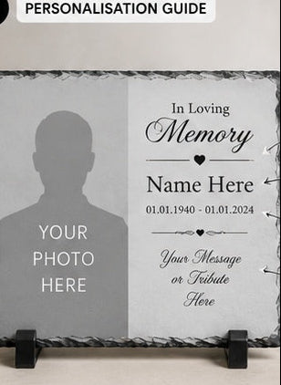 Personalised Memorial Photo Slate Plaque | In Loving Memory Gift