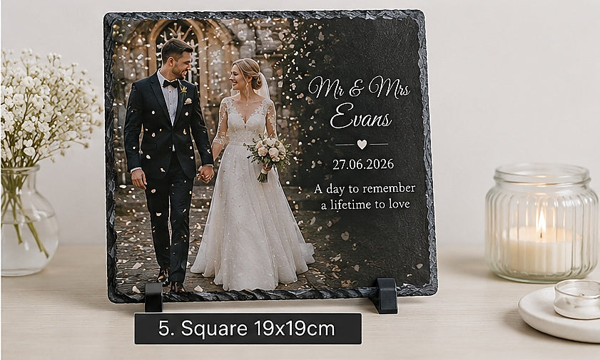Personalised Wedding Photo Slate | Custom Couple Keepsake Gift