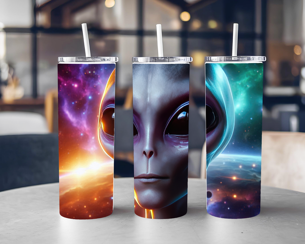 Alien Space 20oz Skinny Tumbler with Straw