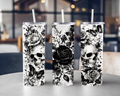 Gothic Skull Rose & Butterfly 20oz Tumbler with Straw
