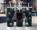 Horror Ghost 20oz Skinny Tumbler with Straw – Scary Halloween Travel Cup