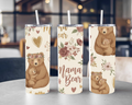 Mama Bear Skinny Tumbler – Floral Bear Gift for Mum