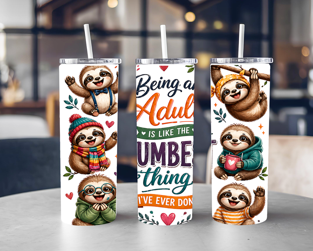 Adulting Sloth 20oz Stainless Steel Tumbler