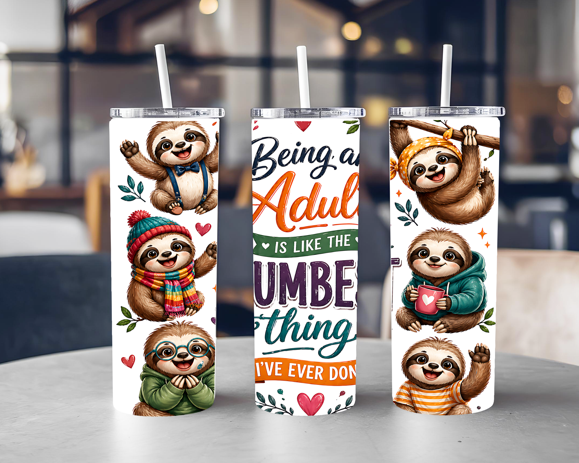 Adulting Sloth 20oz Stainless Steel Tumbler
