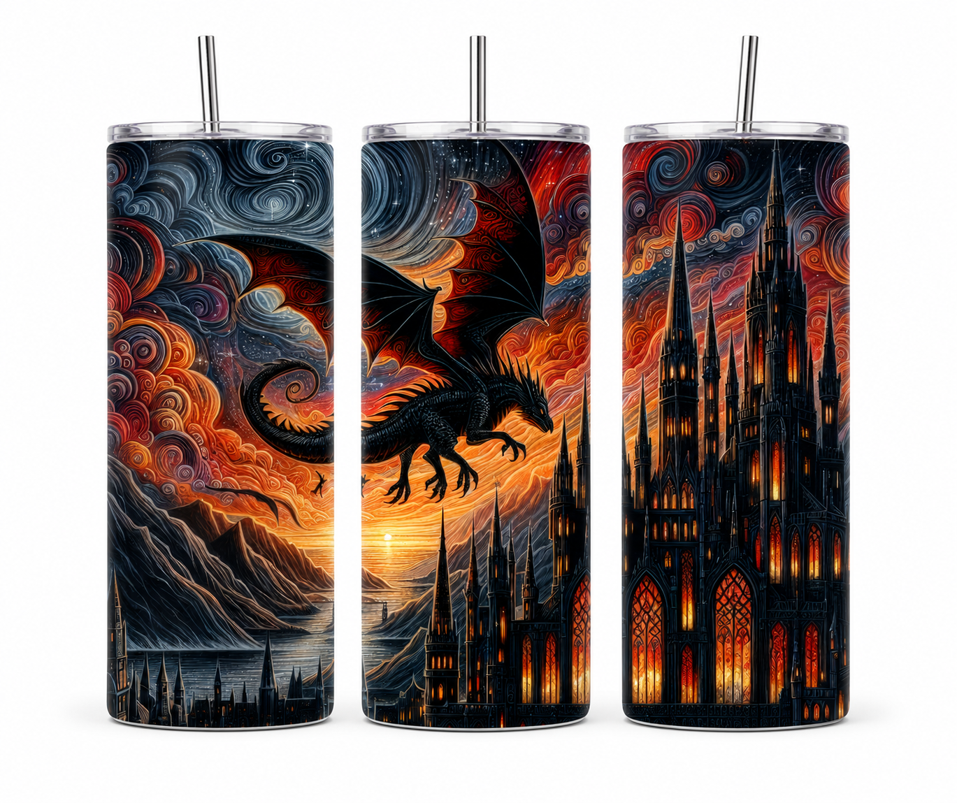 Gothic Dragon Castle 20oz Skinny Tumbler