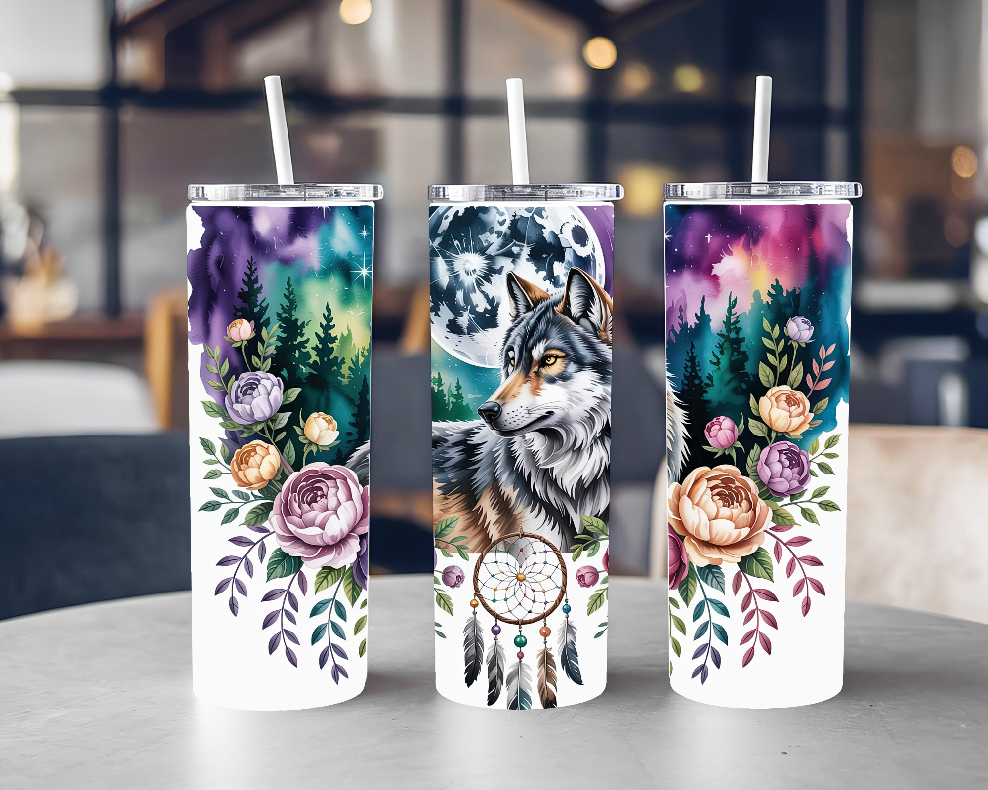 Wolf Moon Dreamcatcher 20oz Stainless Steel Tumbler
