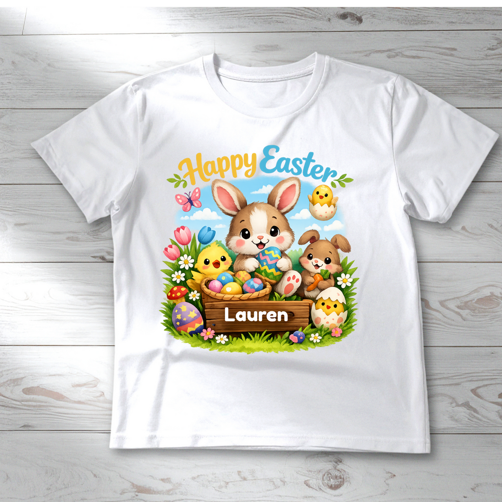 Personalised Happy Easter Bunny T-Shirt