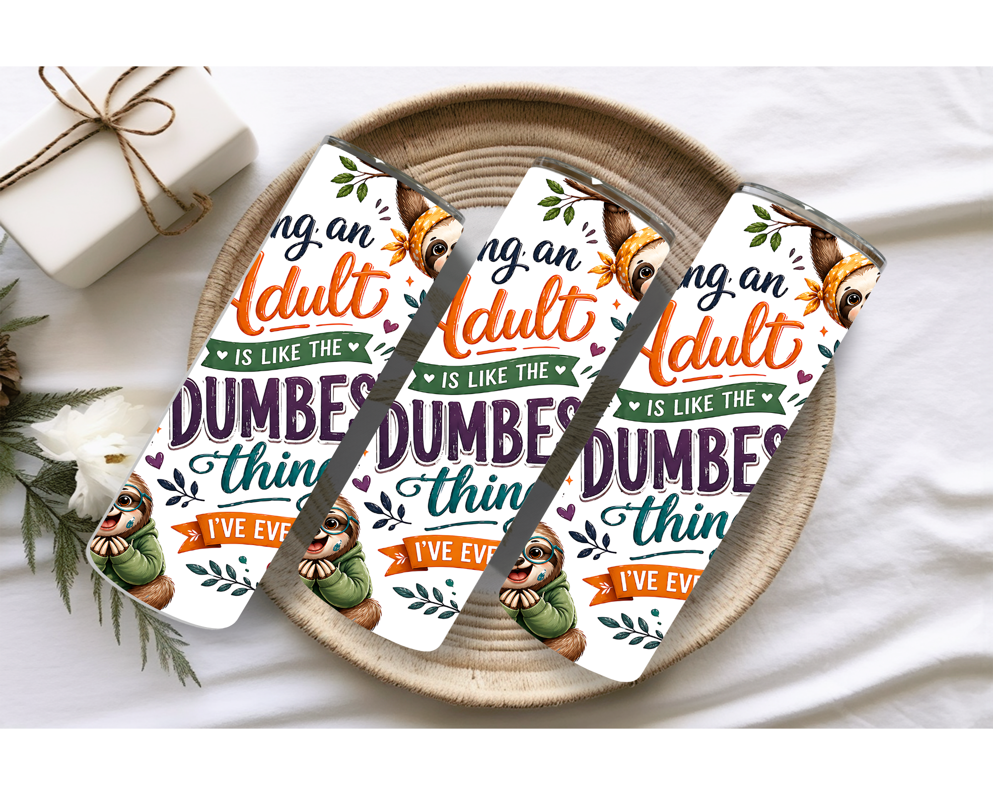 Adulting Sloth 20oz Stainless Steel Tumbler