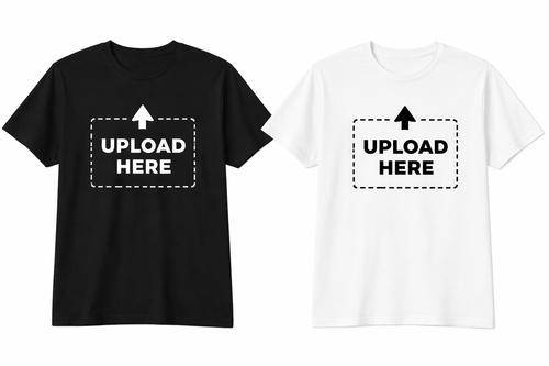 Black custom t shirt with your image here placeholder design