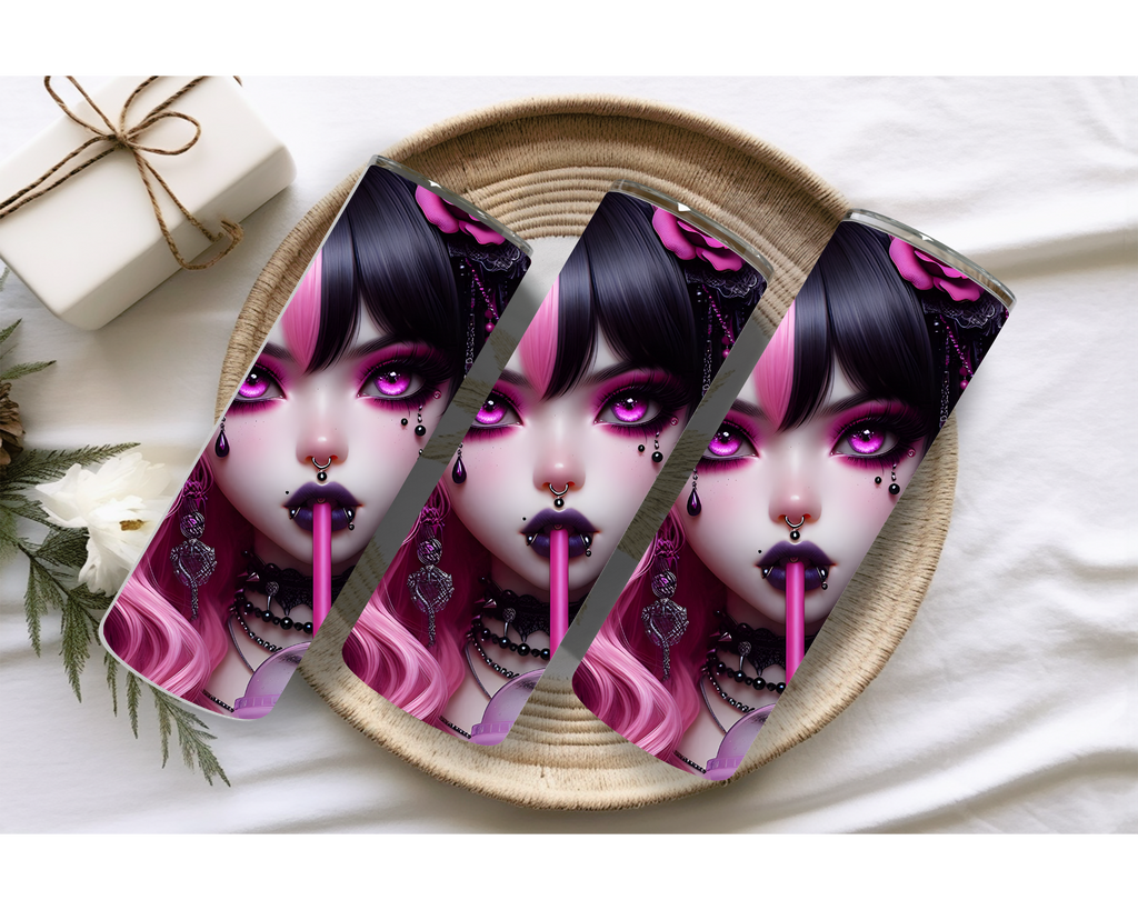 Pink Goth Anime 20oz Stainless Steel Tumbler