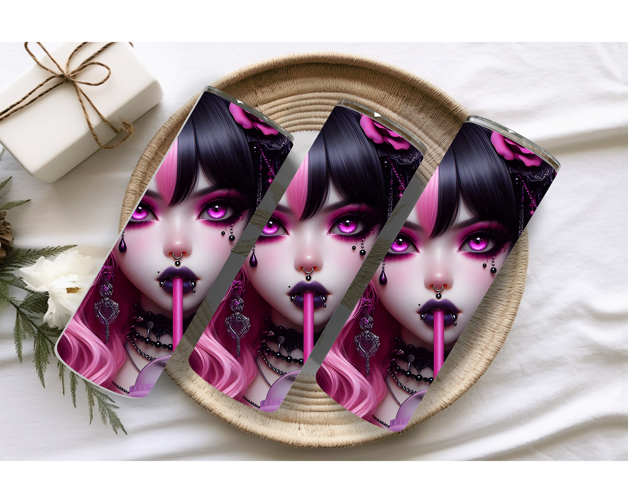 Pink Goth Anime 20oz Stainless Steel Tumbler