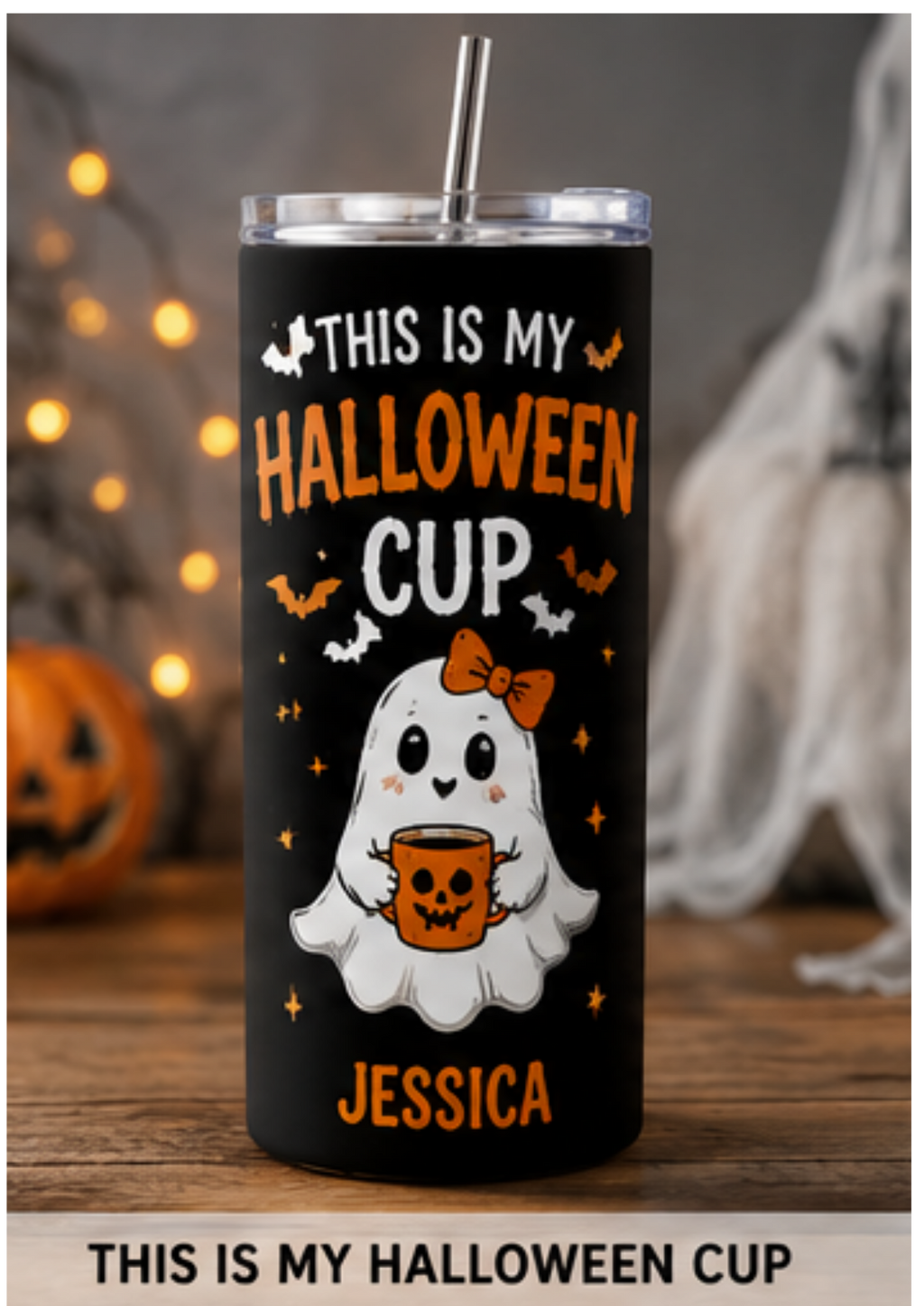 Personalised Halloween Tumbler – Custom Name Gift