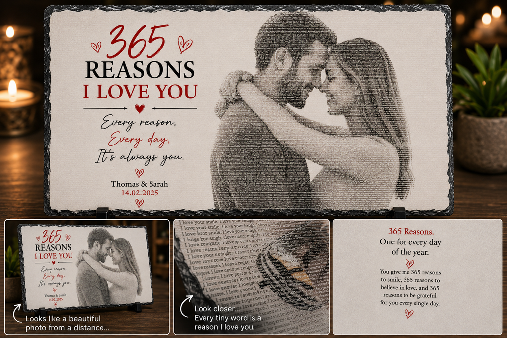 Personalised rectangle photo slate with custom word art portrait