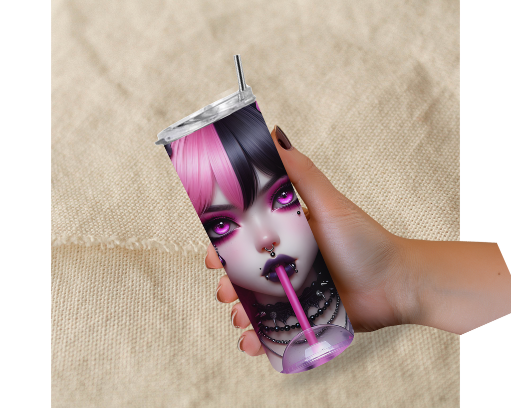 Pink Goth Anime 20oz Stainless Steel Tumbler