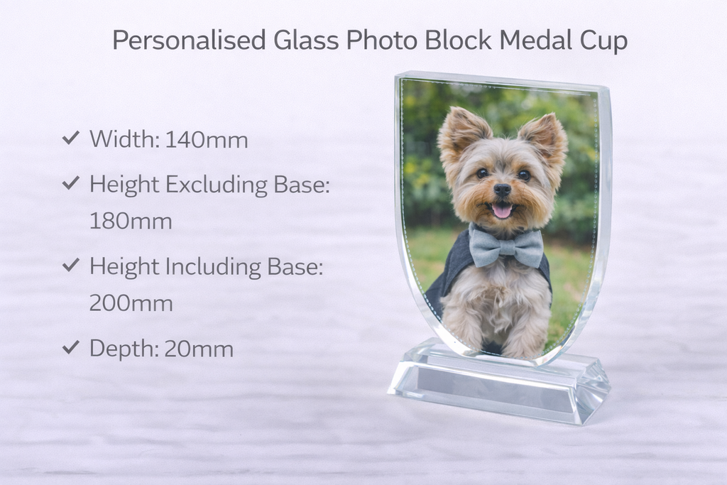 Personalised Glass Photo Block Medal Cup