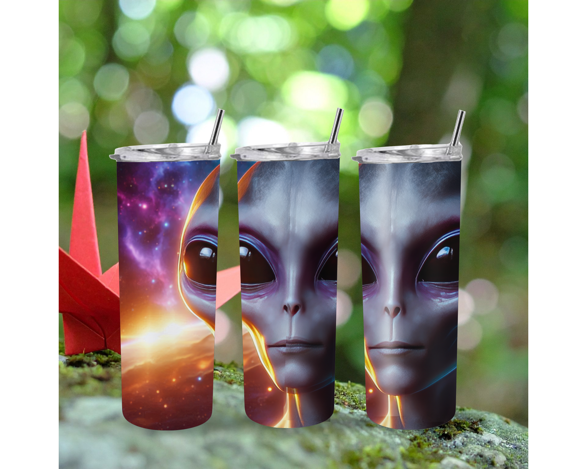 Alien Space 20oz Skinny Tumbler with Straw