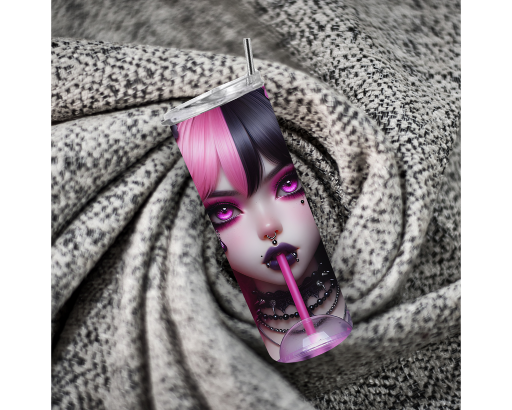 Pink Goth Anime 20oz Stainless Steel Tumbler