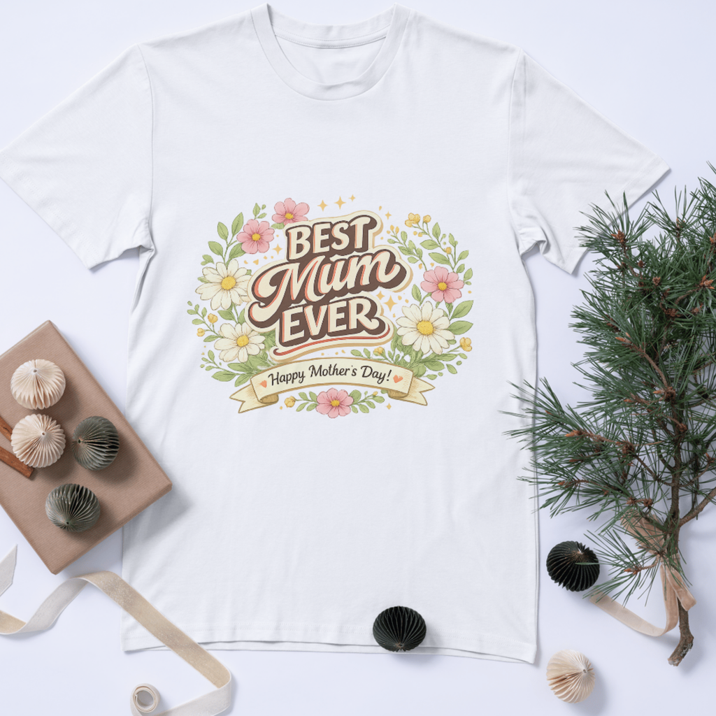 Best Mum Ever Floral Mother’s Day T-Shirt | DTF Printed Gift Tee