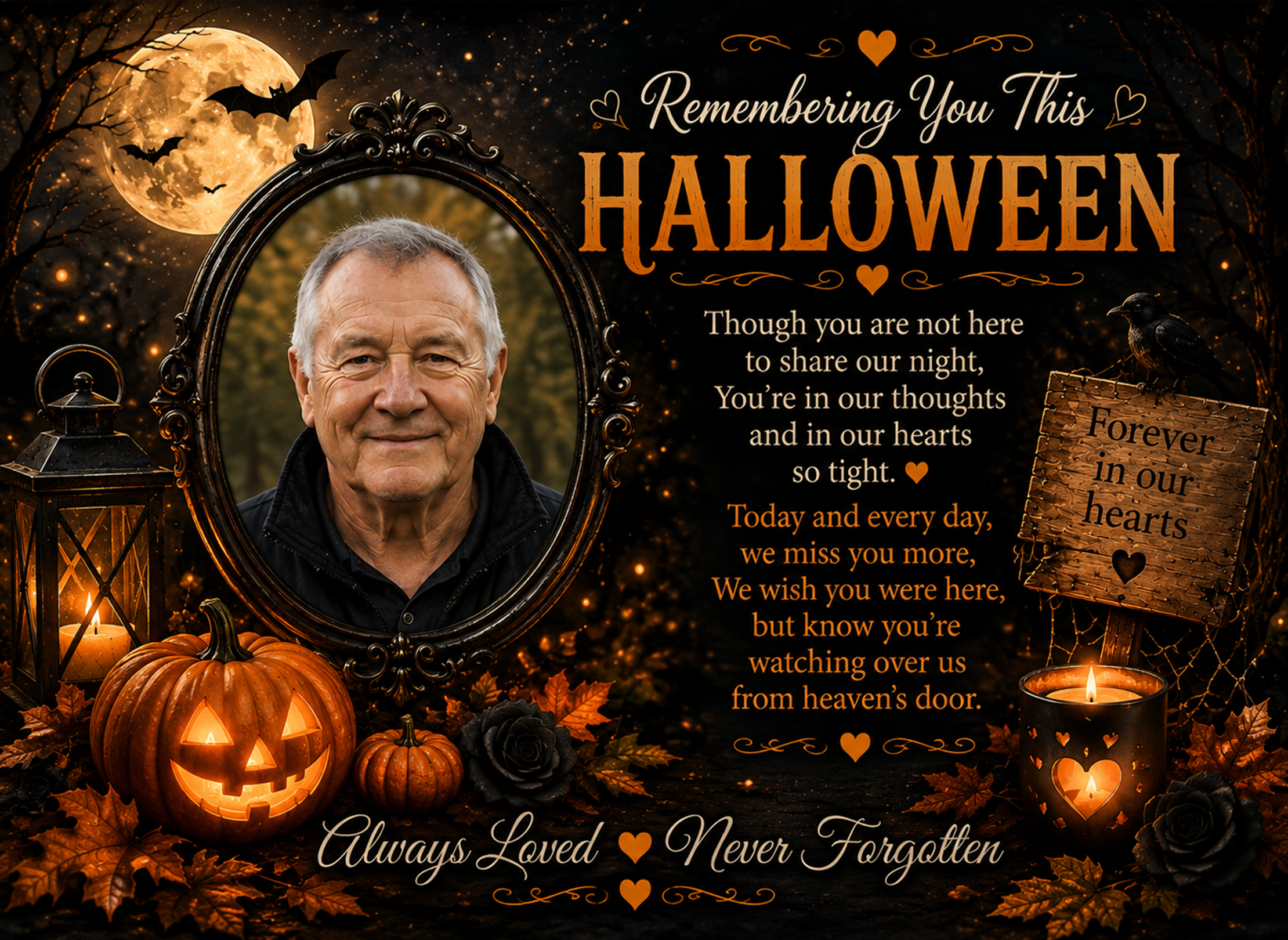 Personalised Halloween Memorial Photo Slate – Remembering You This Halloween