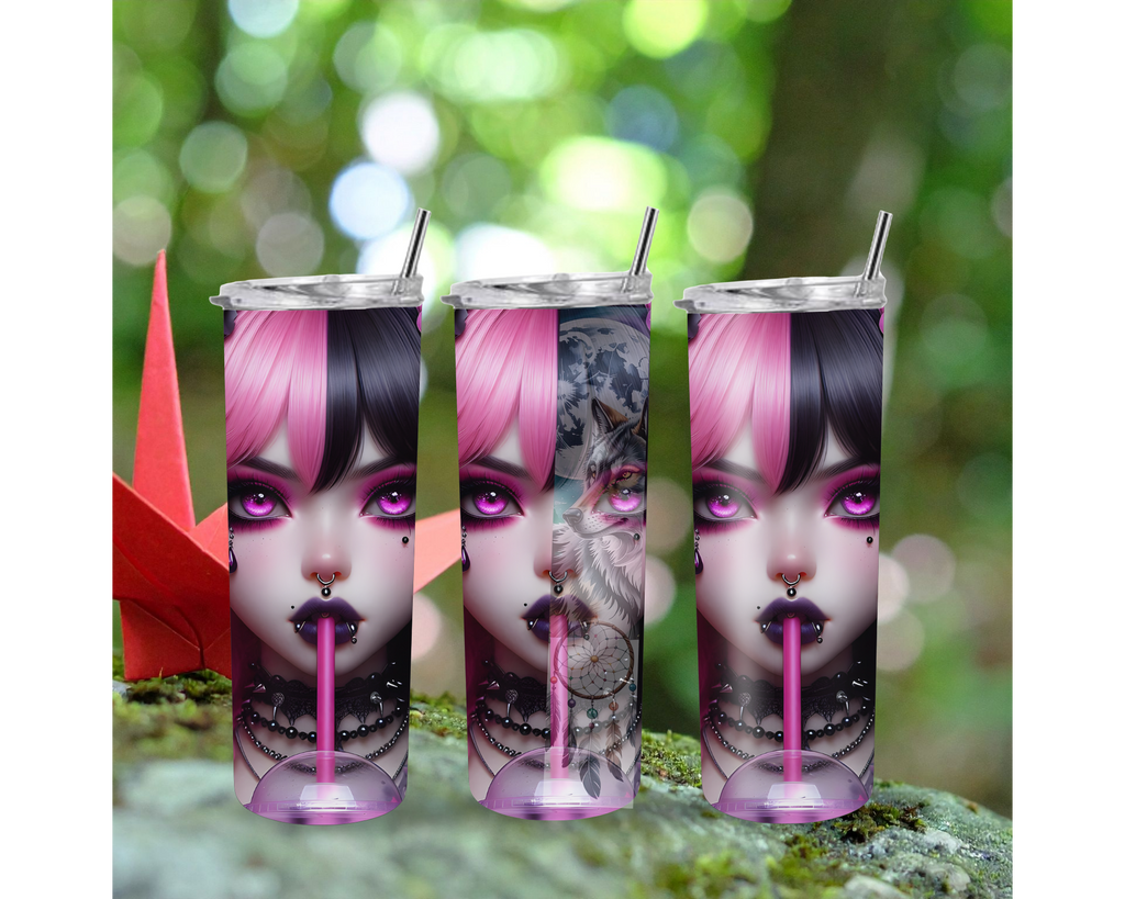 Pink Goth Anime 20oz Stainless Steel Tumbler
