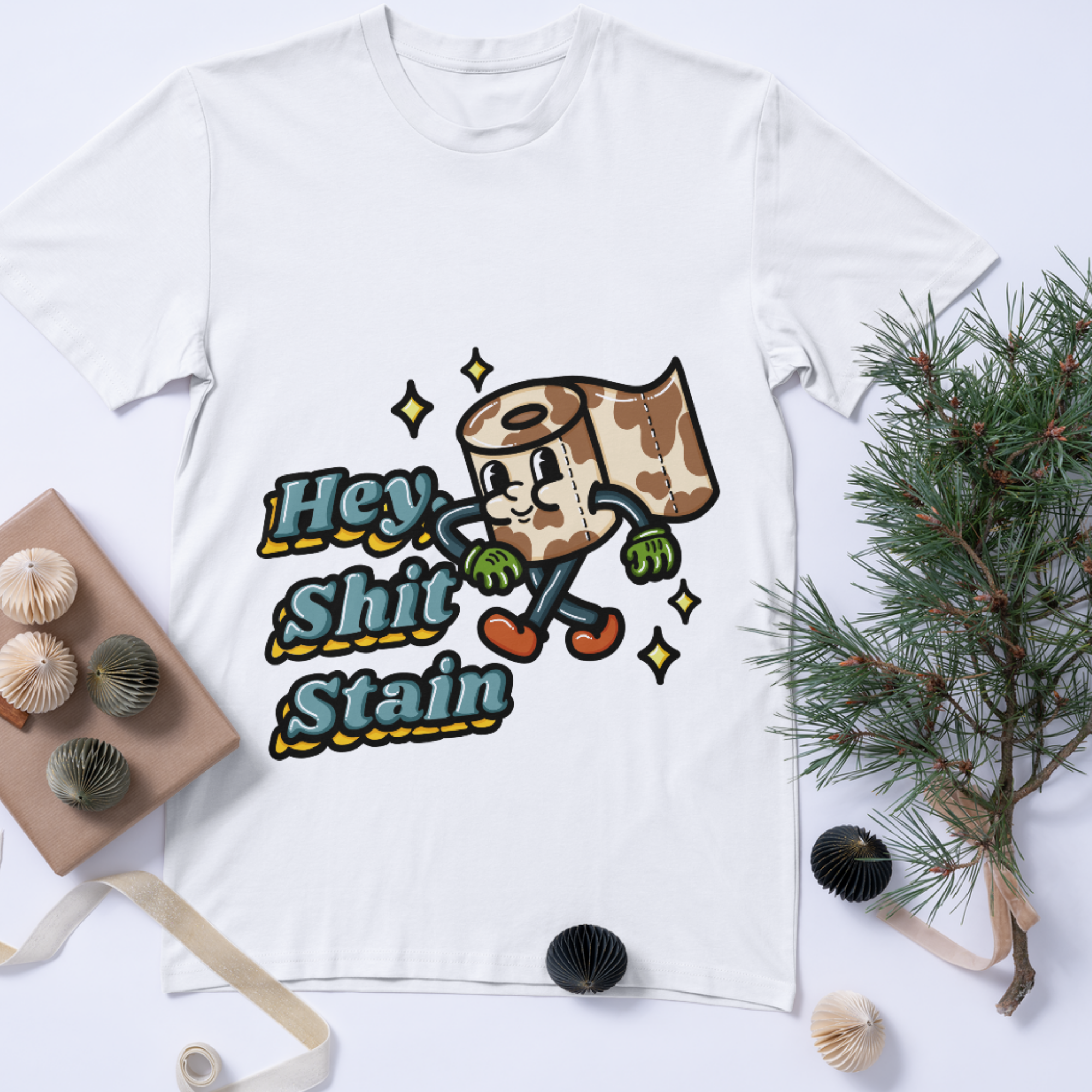 Hey Shit Stain Funny Toilet Roll T-Shirt