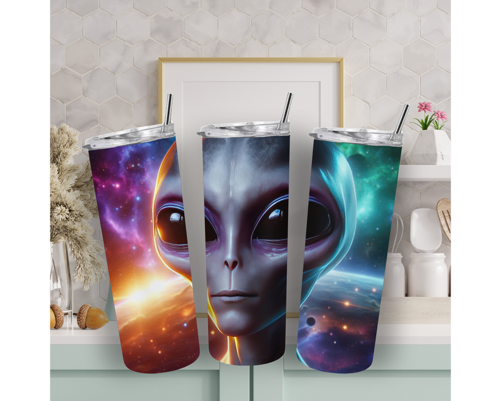 Alien Space 20oz Skinny Tumbler with Straw