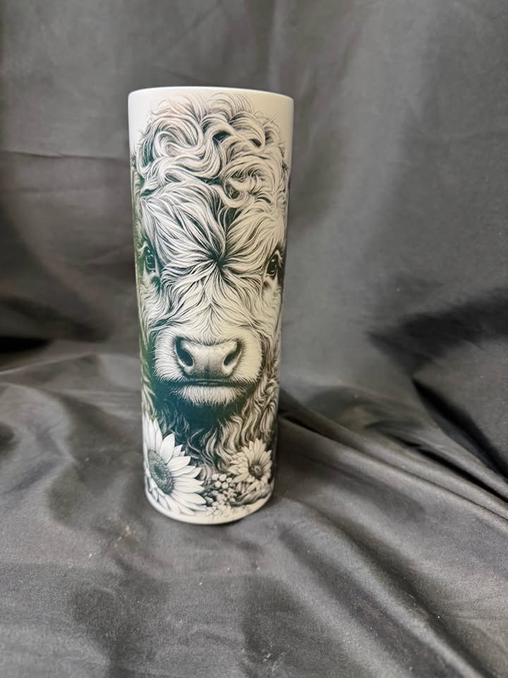 Highland Cow Sunflower Skinny Tumbler