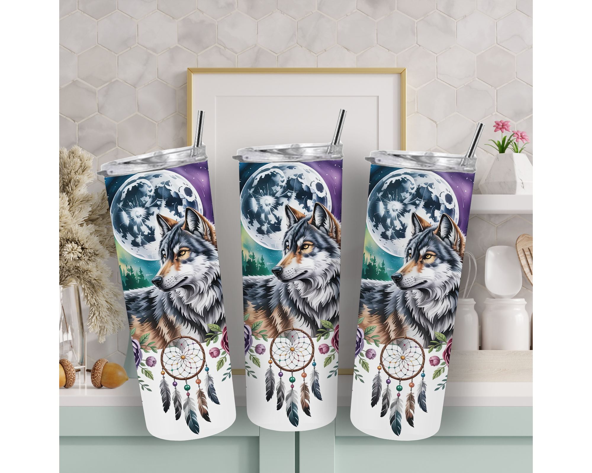 Wolf Moon Dreamcatcher 20oz Stainless Steel Tumbler