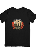 Back/angled black T-shirt mockup showing Lest We Forget poppy remembrance graphic