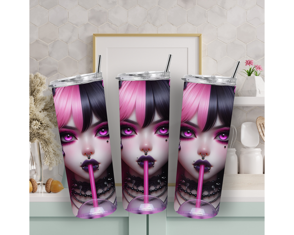 Pink Goth Anime 20oz Stainless Steel Tumbler