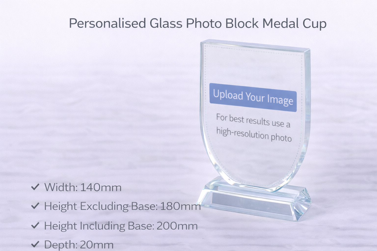 Personalised Glass Photo Block Medal Cup