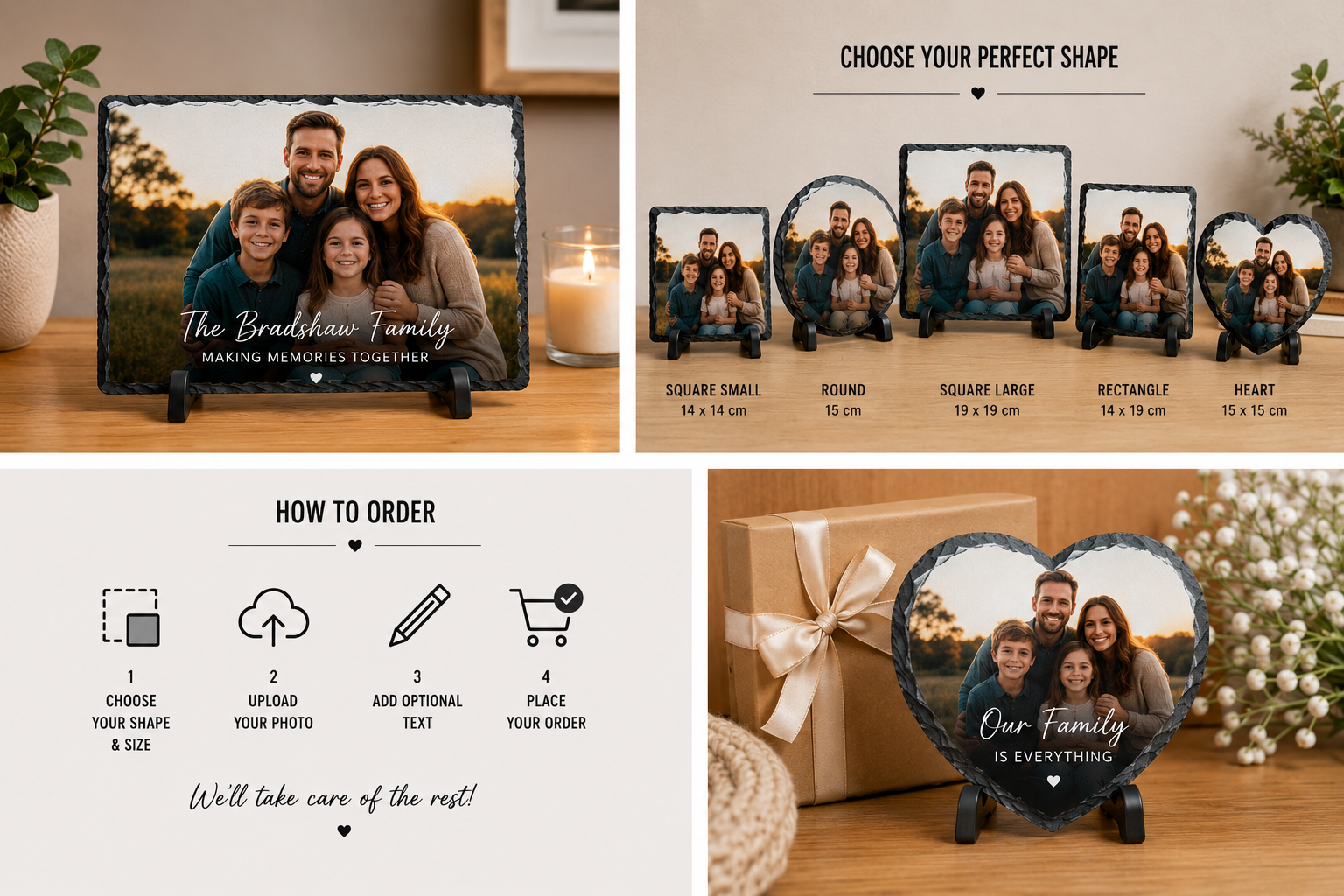 Personalised Family Photo Slate Gift | Custom Picture Keepsake