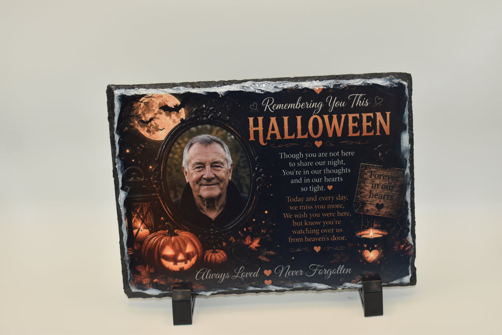 Personalised Halloween Memorial Photo Slate – Remembering You This Halloween