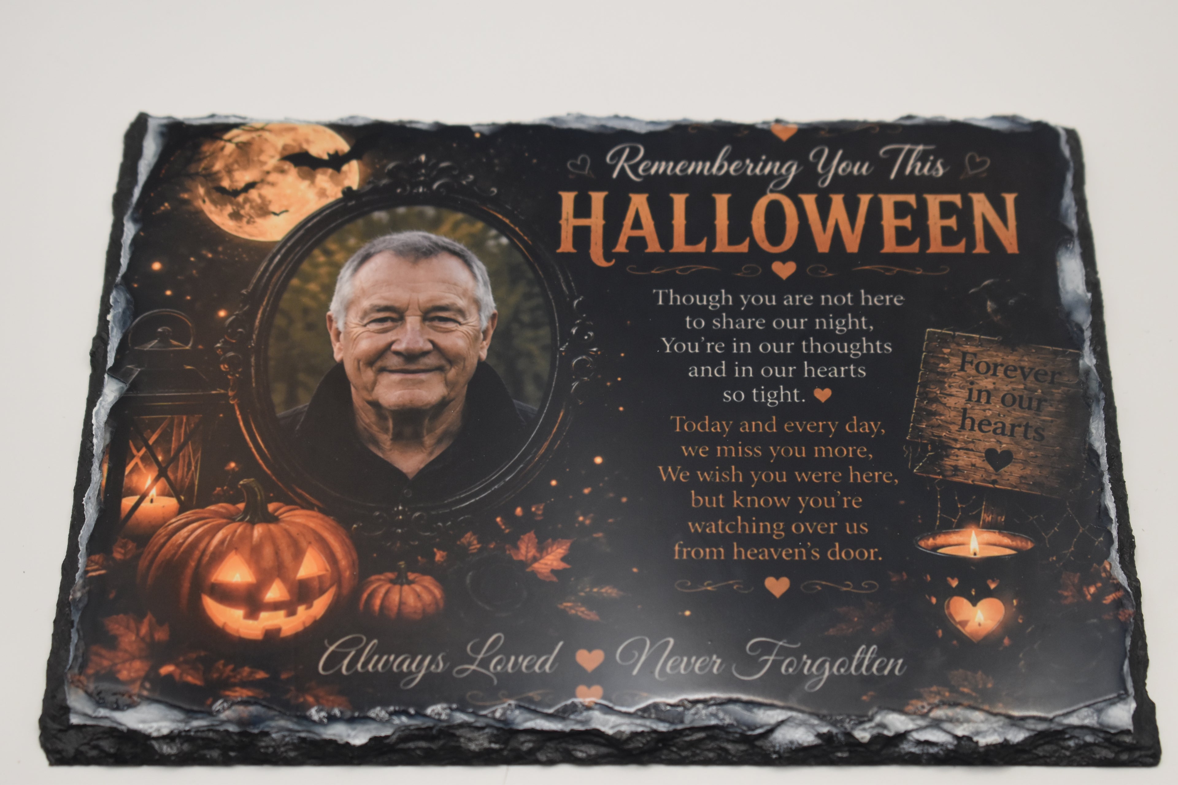 Personalised Halloween Memorial Photo Slate – Remembering You This Halloween