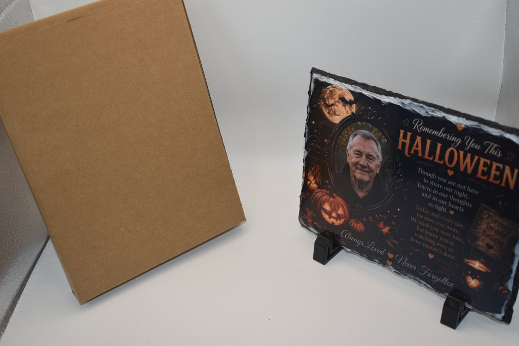 Personalised Halloween Memorial Photo Slate – Remembering You This Halloween