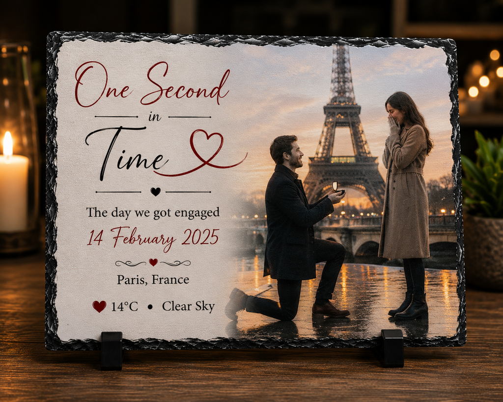 Personalised One Second in Time Photo Slate – Special Moment Keepsake