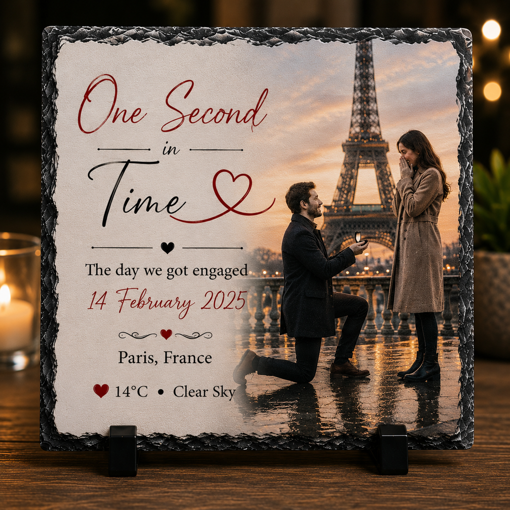 Personalised One Second in Time Photo Slate – Special Moment Keepsake