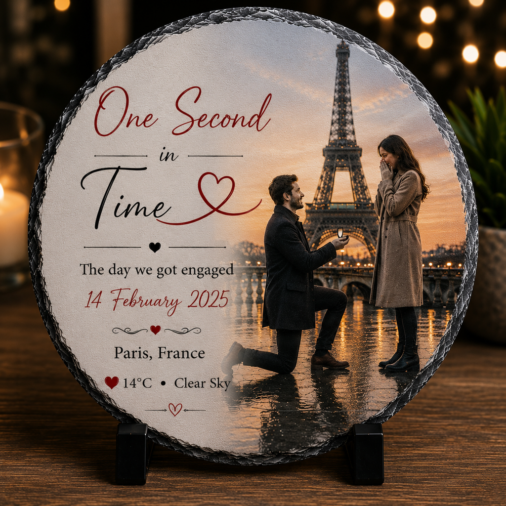Personalised One Second in Time Photo Slate – Special Moment Keepsake