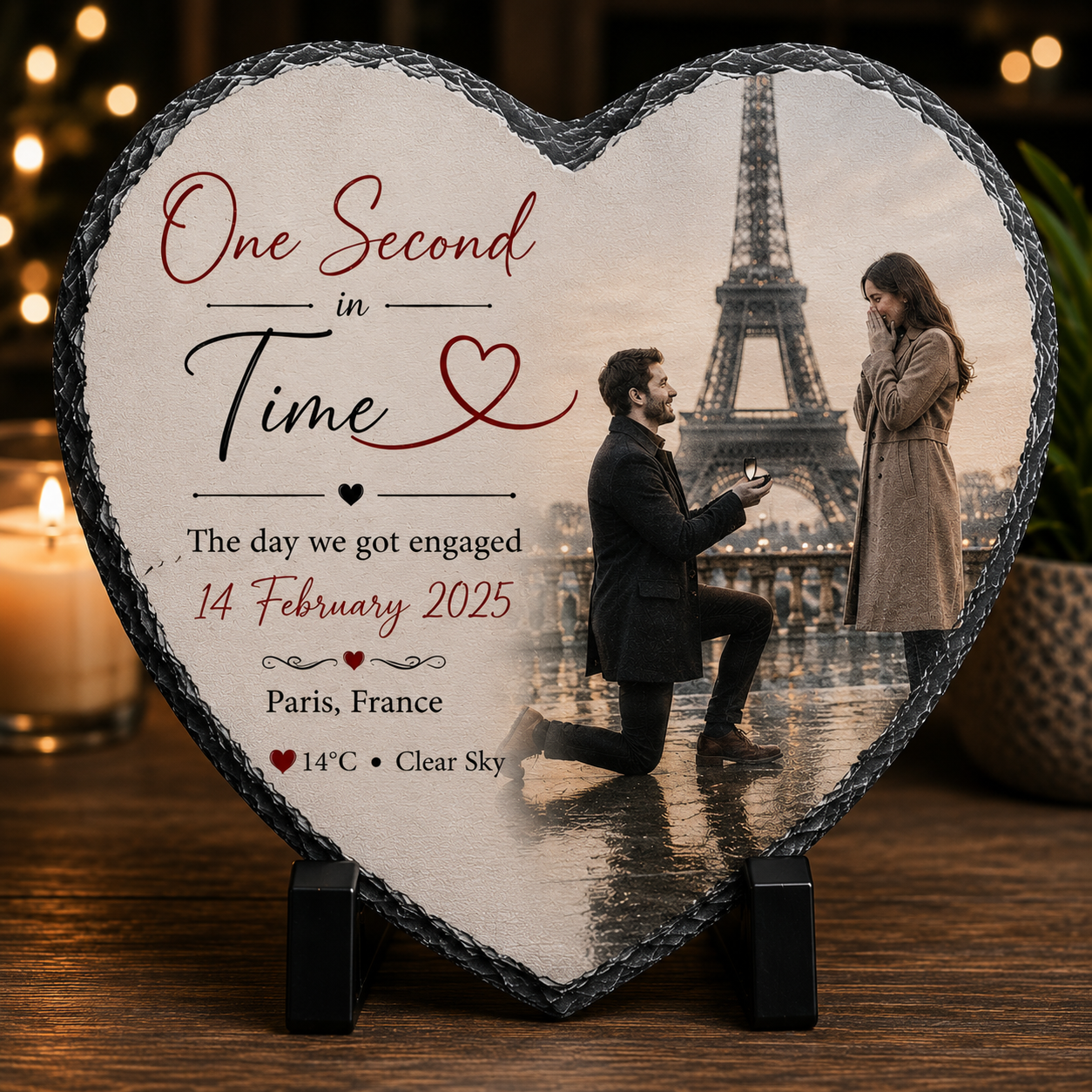 Personalised One Second in Time Photo Slate – Special Moment Keepsake