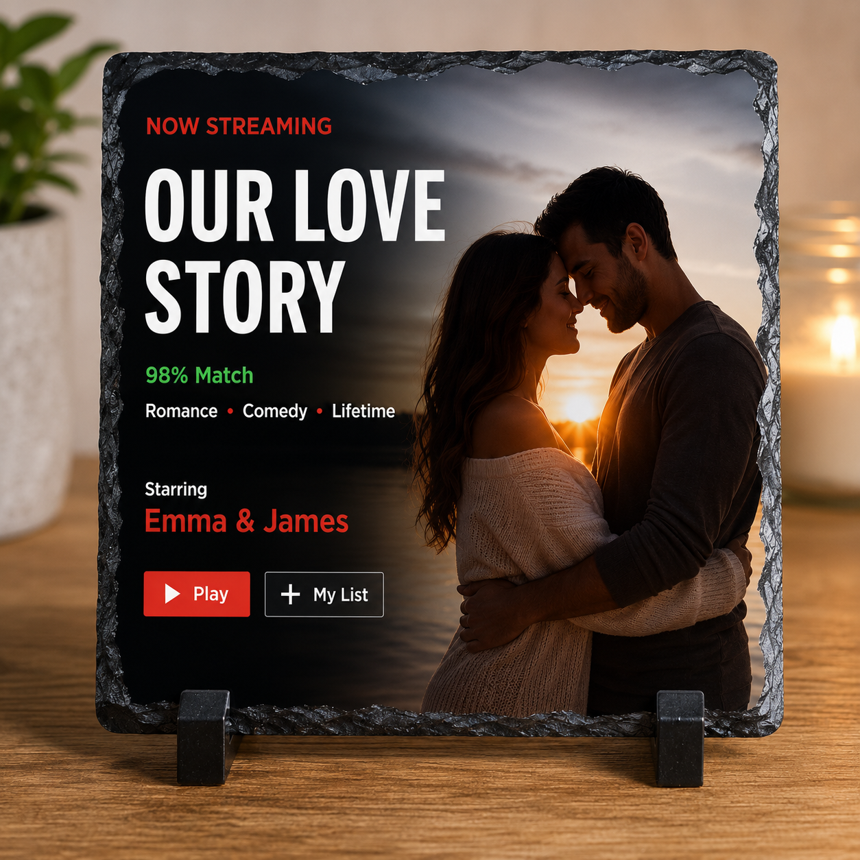 Personalised Our Love Story square sublimation slate